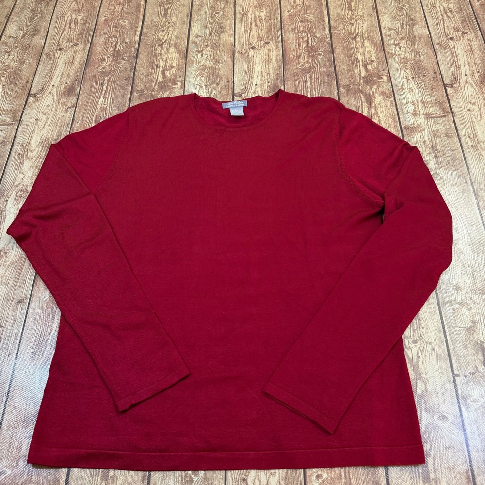 Alex Garfield Silk Blend Sweater Womens Large Red Lightweight Crewneck Pullover